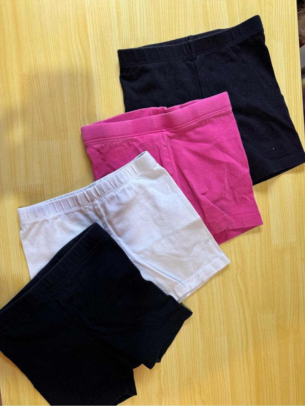 Kids Cotton Stretch Bike Shorts - Black, White & Pink - size 3T